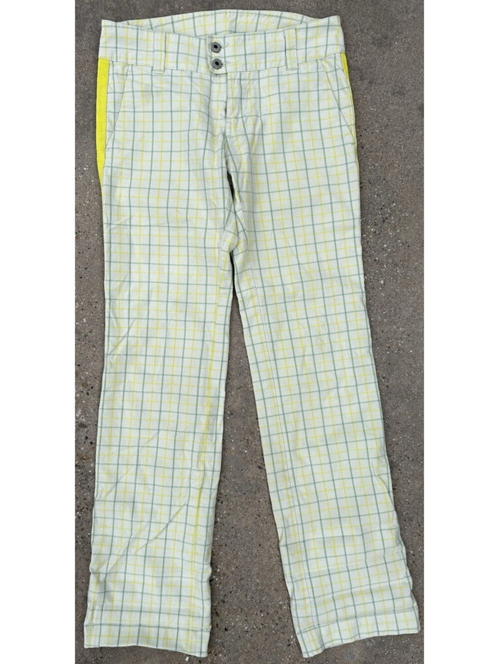Summer Trousers By Diesel Meday Size W25 L30 Yellow Plaid Blend Low Rise